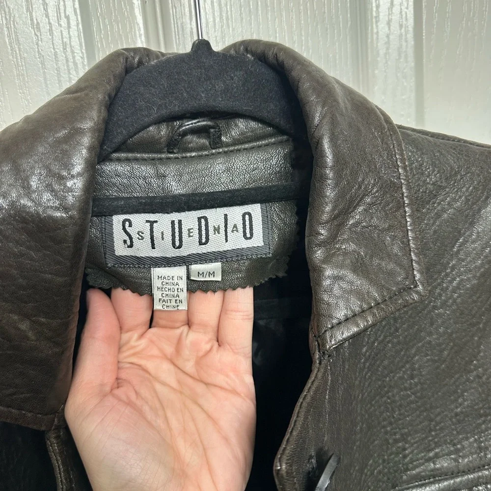 Vintage brown leather jacket size M - Picture 11 of 14